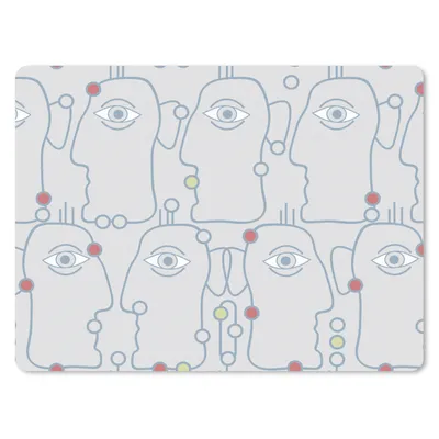 Produktbild von MuchoWow® Mauspad Mousepad Strichzeichnung - Gesicht - Muster 23x19 cm - Mousepads - Maus Mat - Pad - Mausunterlage - Schreibtischunterlage - Mauspad