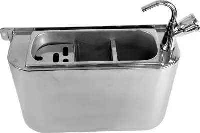Image de Évier pour cuillères à glace avec robinet 410x120x270 mm avec orifice d'évacuation, raccordement d'eau et trop-plein