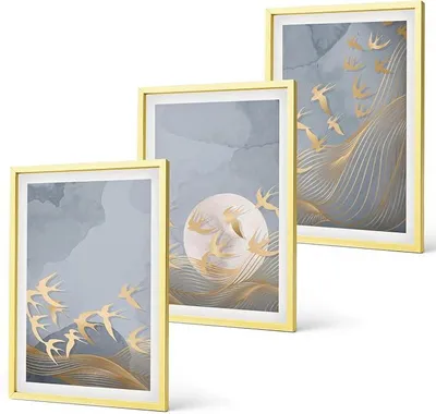 Immagine prodotto di Set di cornici per collage, 3 pezzi, 40x60 cm, con cornice dorata