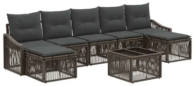 Image de Ensemble de canapés de jardin vidaXL, 8 pièces, gris, en polyrotin