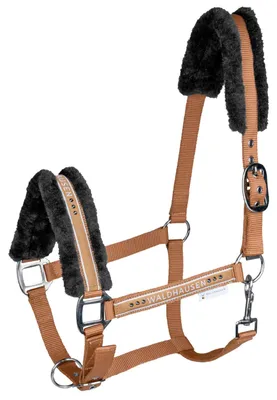 Imagen del producto de Waldhausen: Cabezada elegante de imitación de piel, para caballos, ponis y yeguas, color canela