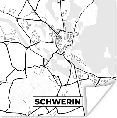 Produktbild von MuchoWow® Poster Stadtplan - Schwerin - Karte 100x100 cm - Babyzimmer