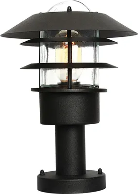 Produktbild von Stehleuchte außen 30,5 cm E27 IP44 Schwarz Terrasse Haus Glas Edelstahl Maritim Wegeleuchte