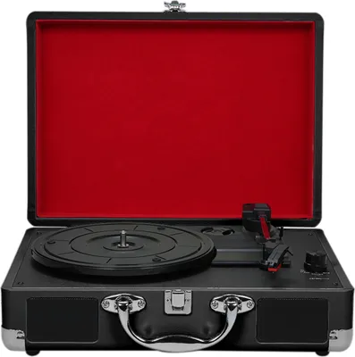 Obrázek produktu pro Gramofon s reproduktory, vintage gramofon, stereofonní zvuk, černý, typ pro EU