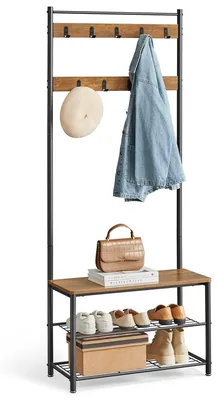 Produktbild von VASAGLE Garderobenständer, Kleiderständer mit Schuhablagen, Schuhregal mit Sitzf