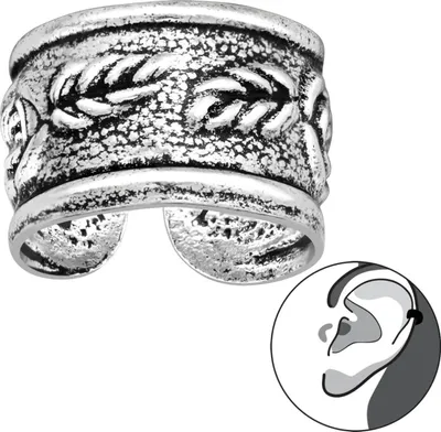 Produktbild von 925 Sterling Silber geschwärzte Ohrmanschette mit Rosen Ear Cuff Ohrklemme