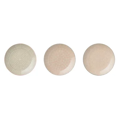 Produktbild von 3er SET Kuchenteller, Platten CECILE rund rosa + grau D. 20cm Bloomingville WA