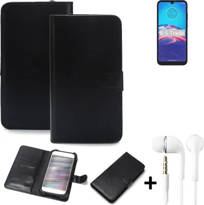 Produktbild von K-S-Trade Wallet Case Handyhülle kompatibel mit Motorola Moto E6i Schutzhülle Flip cover Flipstyle Tasche Hülle Flipcover Slim Bumper schwarz + in
