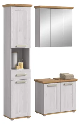 Productafbeelding van xonox.home Badkamercombinatie Verona Sibiu, lariks houtlook. Afmetingen: 125x187x34 cm