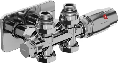 Obrázok produktu pre Mexen G00 rohová/priama termostatická súprava s krytom S, Duplex, DN50, chróm - W908-900-910-01