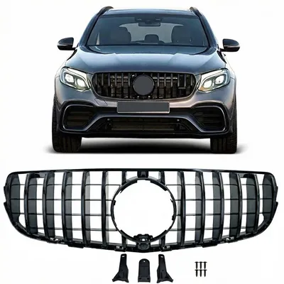 Sport Kühlergrill Schwarz Glanz Grill für Mercedes GLC X253 2015-19 Vorfacelift – Produktansicht