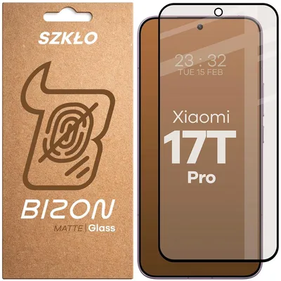 Produktbild von Mattes Hartglas für Xiaomi 17T Pro, Bizon Glass Matte, Schwarzer Rahmen