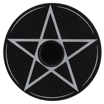 Produktbild von Schwarzer Kerzenhalter mit Pentagramm Motiv