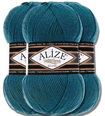 Productafbeelding van Alize 3x 100g Superlana Klasik garen, effen kleur, geschikt voor haken en breien (212)