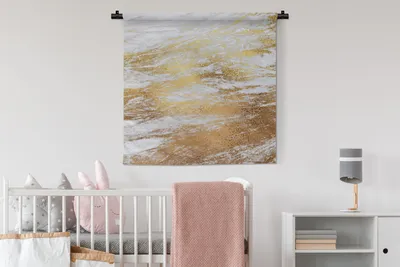 Produktbild von MuchoWow® Wandteppich Wandbehang Marmor - Grau - Gold 90x90 cm Tapisserie Dekoration Wandtuch - Wandaufhänger