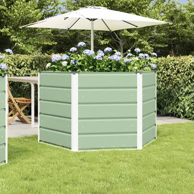 Produktbild von "Schlussverkauf" Pflanzkübel im Garten - 1 pc - Blumenbeet/Gartenbeet - Pastellgrün 129x129x75 cm Stahl  C13563