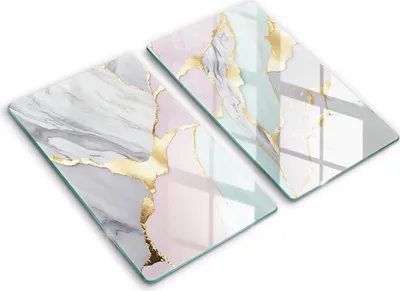 Produktbild von Abdeckung Glas - Küchenabdeckung - 2x30x52 cm - Abdeckplatte -Pastellmarmor