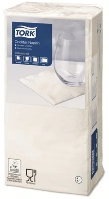 Produktbild von Tork Cocktailservietten 1/4-Falz, 2-lagig, 24 cm × 24 cm, 200 477534