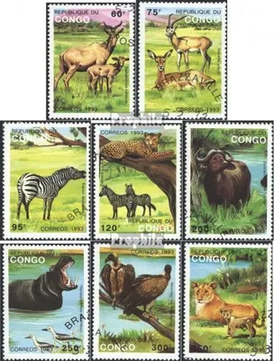 Produktbild von Briefmarken Kongo (Brazzaville) 1993 Mi 1363-1370 (kompl.Ausg.) gestempelt Einheimische Wildtiere