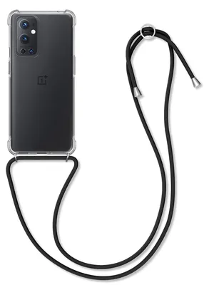 Produktbild von kwmobile Necklace Case kompatibel mit OnePlus 9 Pro Hülle - Silikon Cover mit Handykette - Band Handyhülle Schwarz Transparent