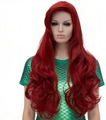 Produktbild von Damen Perücke lang gewellt rot, synthetisch, inklusive Haarnetz, für Kostüme und Halloween