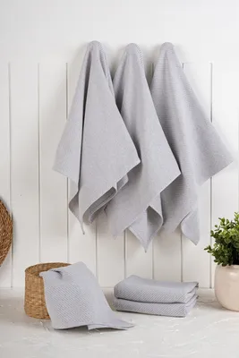 Produktbild von Hermia Concept, Eloise - Grey, Küchenhandtuch-Set (6-teilig), 90 % BAUMWOLLE / 10 % POLYESTER, Grau, 43 x 18 x 76 cm