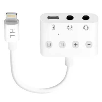 Produktbild von HL-104 Audio und Ladeadapter, Lightning / 2x 3.5mm Klinkenanschluss – Weiß
