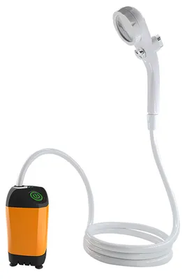 Produktbild von Verbesserte tragbare Campingdusche, Campingdusche mit wiederaufladbarem 6000-mAh-Akku und Temperaturanzeige, mobiles Duschset mit Duschkopf und Schlauch für Wandern, Camping, Reisen, Strand und Haustiere