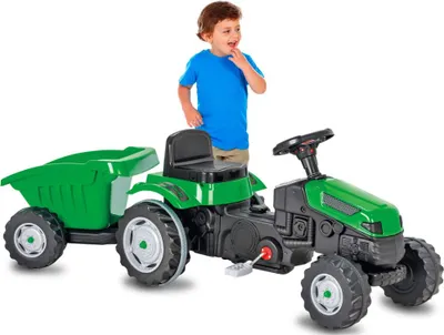 Produktbild von Trettraktor mit Hänger Strong Bull grün