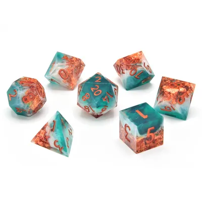 Produktbild von Glassstaff - Mystic Marine Sharp Edge Resin RPG Dice Set - CritStones Dice