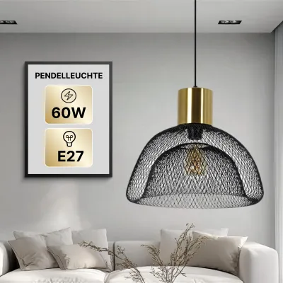 Zdjęcie produktu dla Lampa wisząca mosiężna/czarna, 1 źródło światła, regulowana wysokość, ARTE LAMP Castello, gwint E27, do 60 W, idealna do jadalni i salonu, wymiary: 35 x 35 x 31 cm, model A7046SP-1BK
