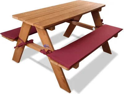 Produktbild von Coemo Kinder-Sitzgruppe Picknicktisch mit Polster Spieltisch Gartentisch Holz