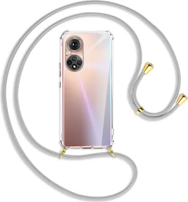Produktbild von Handykette Backcover-Schutzhülle mit Band (Metall goldfarben) für Honor 50 (NTH-AN00) - silbergrau