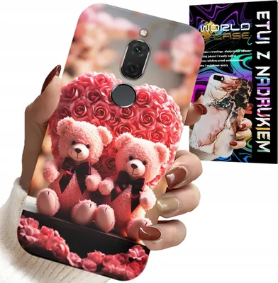 Immagine prodotto di Custodia Per Huawei Mate 10 Lite - Rosa Orsetto Famiglia Cuore + Vetro