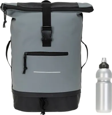 Produktbild von Freizeitrucksack Herren Rucksack Plane Time Bag COMP 25 L Kurierrucksack Roll-Top Geheimfach Brustgurt Laptoprucksack Bodenfach 12823 Bi Color GS (grau-schwarz)