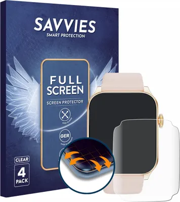 Produktbild von 4x Savvies Fullscreen Schutzfolie für Haulvean Smartwatch 1.91" Displayschutz Folie Fullcover Klar Transparent