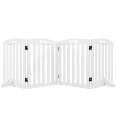 Image de PawHut Barrière de sécurité chien, barrière pliable pour chien, avec pieds de support, pointes antidérapantes, 4 panneaux, 207,5 x 30 x 61 cm, blanc