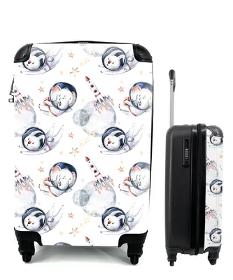 Produktbild von MuchoWow® Koffer Handgepäck Trolley Rollkoffer Kleine Reisekoffer mit 4 Rollen - Muster - Rakete - Elefant - Jungen - Kinder - Kind - Mädchen - Cabin Size < 55x40x23 cm & 55x40x20 cm - Kinderkoffer - Kabinenkoffer - Boardgepäck - Reise-Box - Reisekoffer - Reisegepäck - Koffer mit Bild - Trolley für Kinder