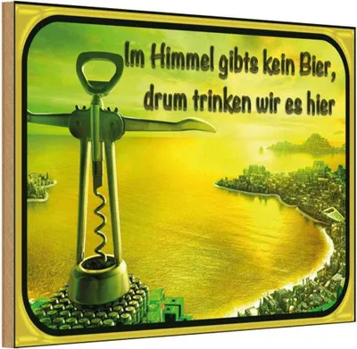 Produktbild von vianmo Holzschild 12x18 cm im Himmel gibt’s kein Bier Dekoration