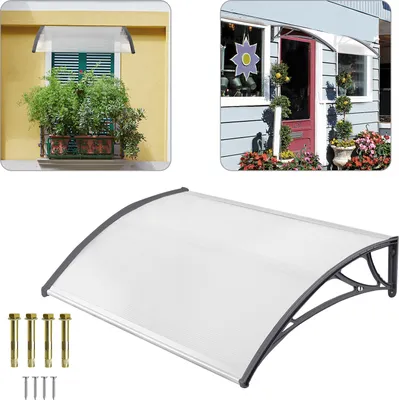 Produktbild von UISEBRT 150*100cm šedá střešní stříška na dveře a balkony stříška na dveře stříška na stáj stříška na dveře stříška na dveře pro vchody do domu a balkony