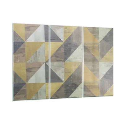 Produktbild von Bilder auf glas - 3 Teile - Abstraktion Geometrisch Dreiecke - 165x110cm - Glasbilder - Wandbilder - Bilder - Wanddekoration aus Glas - Glas Bilder - Wandbild auf Glas - GCE165x110-4884