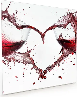 Produktbild von Küchenrückwand Spritzschutz Glas mit Motiv Weingläser Herz 40 x 40 cm