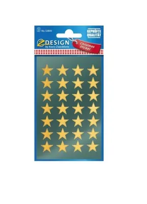 Obrázok produktu pre AVERY ZWECKFORM 52800 Avery Zweckform® Z-Design 52800, vianočné samolepky, hviezdy, 2 listy/56 samolepiek