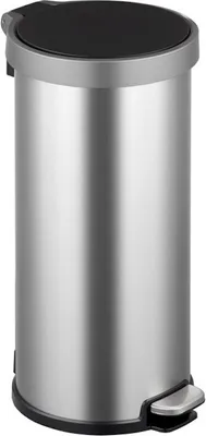 Produktbild von Treteimer aus mattem Edelstahl | 35 Liter, HxBxT 63,1x30x36,4cm | Silber