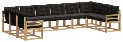 Produktbild von vidaXL Outdoor-Sofagarnitur mit Kissen 10 pcs Weiß und Schwarz