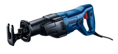 A Bosch reciprocating saw is shown against a white background.