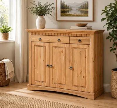 Produktbild von 3 trg Kommode aus Kiefernholz gelaugt geölt Schrank Sideboard