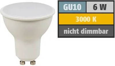 Zdjęcie produktu dla Reflektor LED GU10, 6W, 450 lm, ciepła biel, matowe szkło