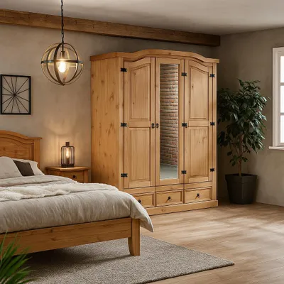 Produktbild von 3-türiger Kiefer Kleiderschrank New Mexico natur