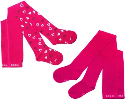 Produktbild von Kinderstrumpfhosen für Mädchen 2-er Pack aus Baumwolle Herzen Pink Größe 152-164